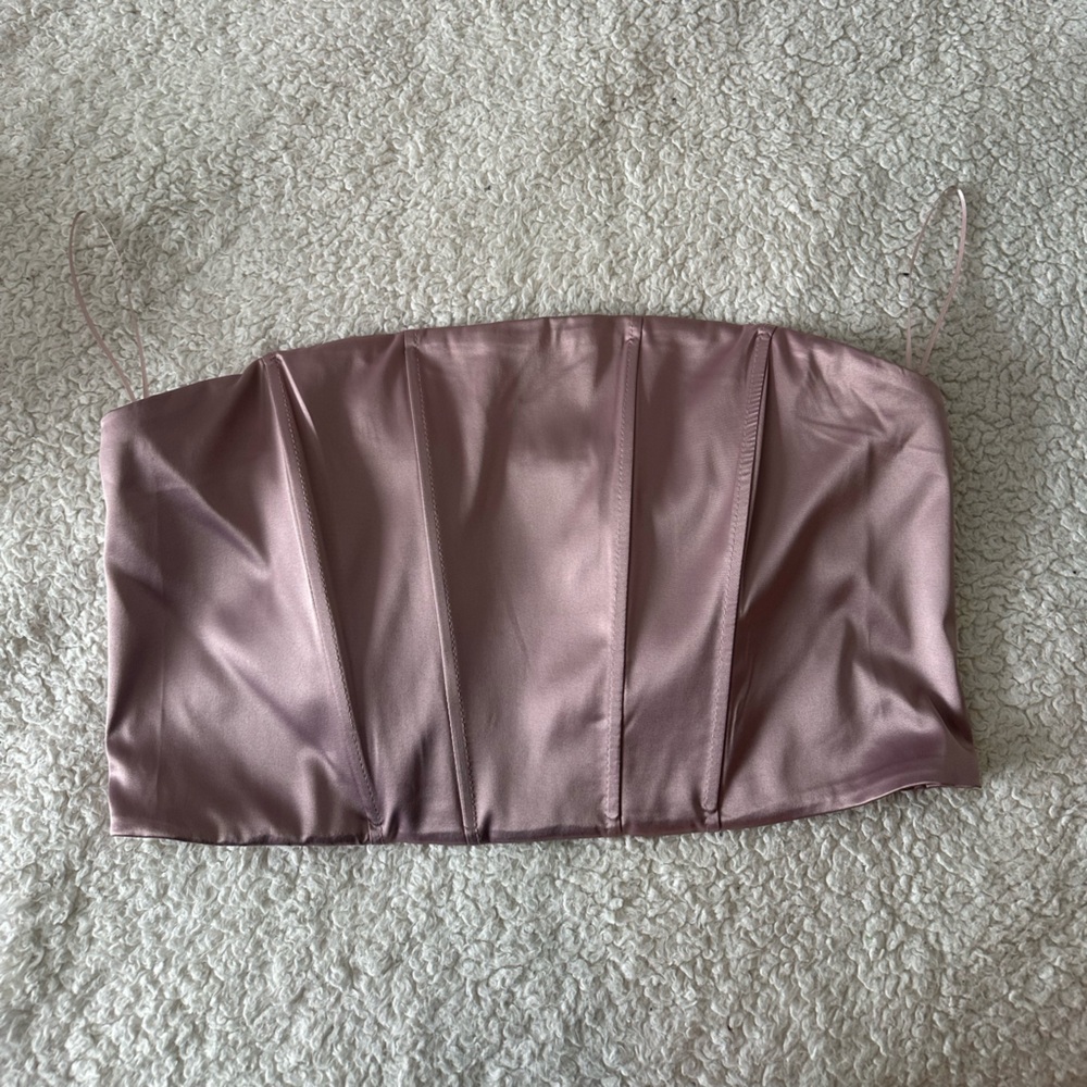 Dynamite Blush Satin Zip-Up Top